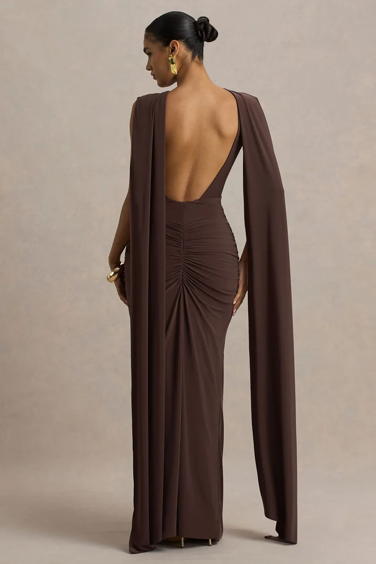 knee length dresses for ladies Noelia Textured Jersey Open Back Maxi Dress in Fiery Red main image 1