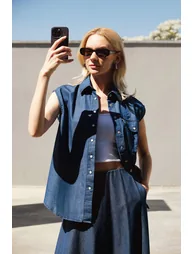 DENIM EFFECT VEST - 1