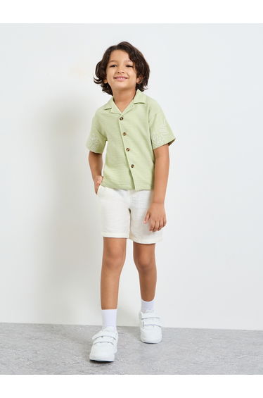 Boys Resort Collar Shirt with Emrboidery