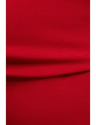 Pleated Bardot Wrap Mermaid Maxi Dress - Red by Goddiva - 5
