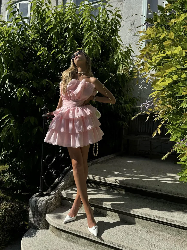 Light Pink Frill- Layered Mini-Dress Collective The Label Pink : Party Dresses : VogaCloset Bahrain Light Pink Frill- Layered Mini-Dress Collective The Label Pink : Party Dresses : VogaCloset Bahrain