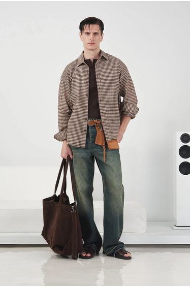 GIESTO Oversized Gingham Button-Up Shirt