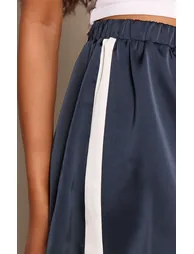 Navy Contrast Stripe Waistband Detail Shorts - 4
