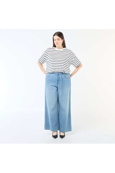Low-Rise Wide-Leg Denim Jeans BLUE