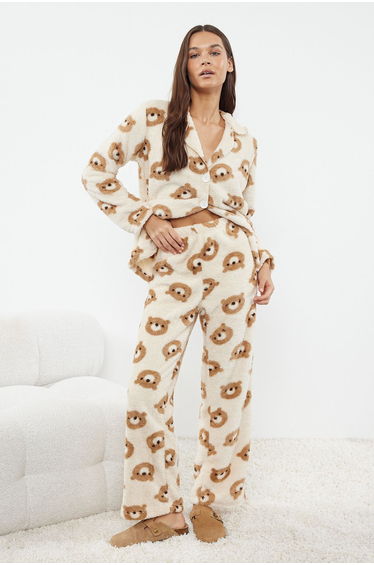 Ecru Animal Wellsoft Knitted Pajama Set