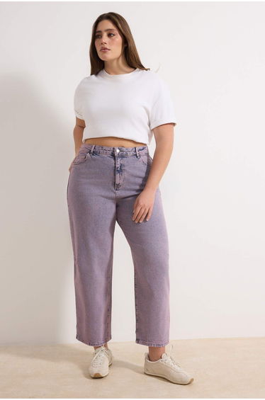 Pink High Waist Comfort/Flexible Baggy Plus Size Jeans