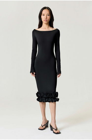 Jersey Maxi Dress with Ruffle Detail