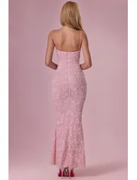 Embellished Square Neck Maxi Dress in Blush Pink - 1