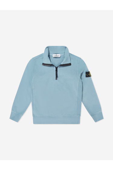 Stone Island Boys Half Zip Sweatshirt in Blue