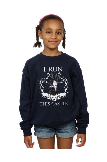 Maleficent Girls I Run This Castle Cotton Sweatshirt - Navy Blue
