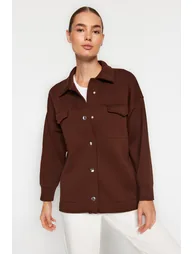 جاكيت بولو مبطن فليس بتصميم واسع بأزرار و جيوب