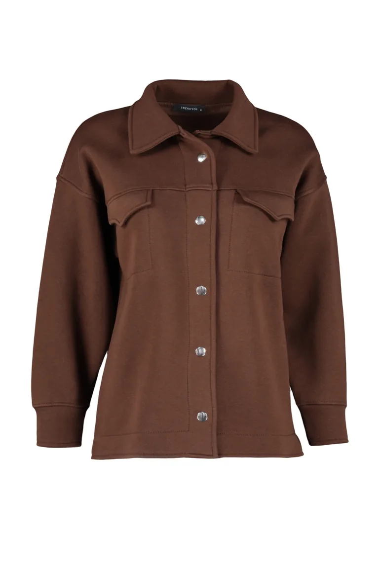 جاكيت بولو مبطن فليس بتصميم واسع بأزرار و جيوب - 6