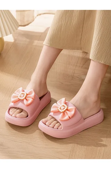 Pink Bow Slip-On Slippers