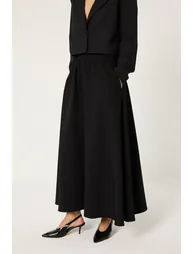 تنورة توشيه بريفيه ماكسي سوداء - 3