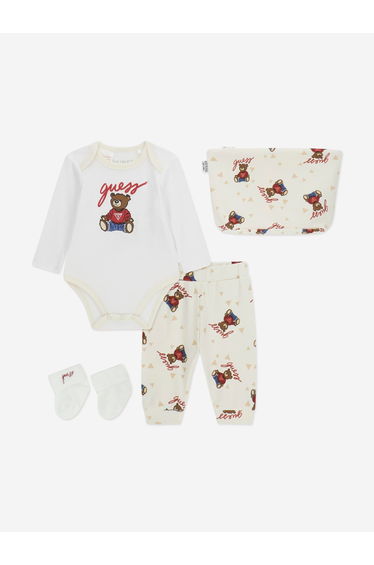 Guess Baby Teddy Bear Bodysuit Set in Ivory