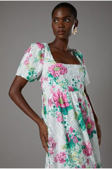 Printed Cornelli Scoop Neck Midi Dress