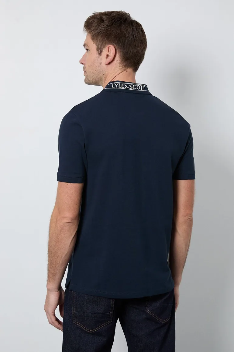 Logo Ribbed Polo Shirt Dark Navy/ Bone White - 3