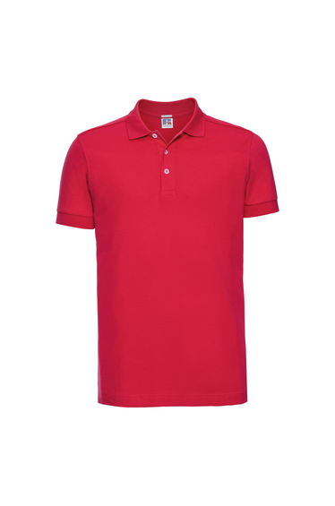 Russell Mens Stretch Short Sleeve Polo Shirt - Classic Red