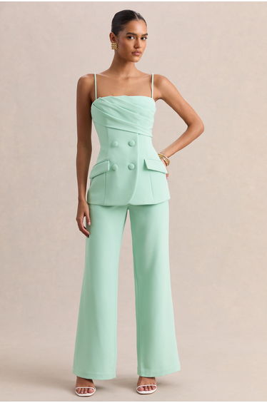 Lunivra | Sage Square-Neck Tailored Top