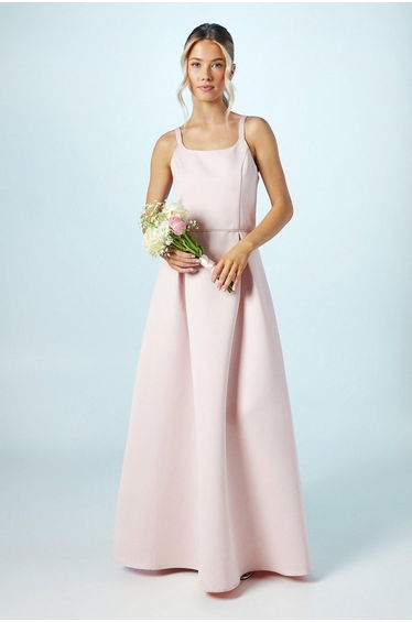 Teen Structured Satin Full Skirted Dress