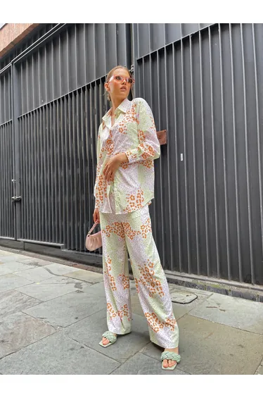 Multi Leopard Wide Leg Trousers