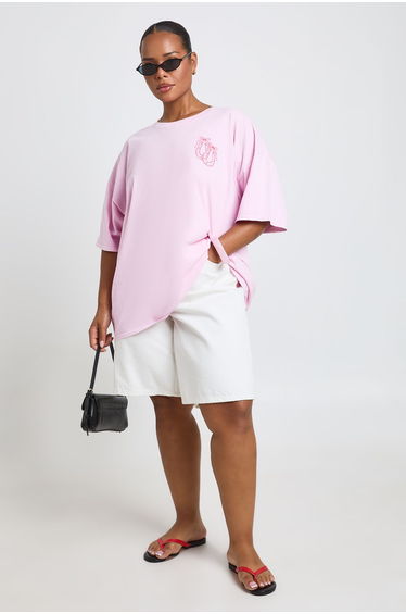 Plus Lucky Printed T Shirt - baby pink