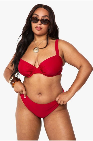 Plus Swimwear Essentials High Waist Brief - red
