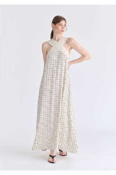 Cross Strap Halterneck Maxi Dress