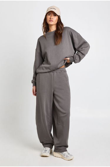 Seam Detail Sweatshirt Barrel Jogger Tracksuit - charcoal