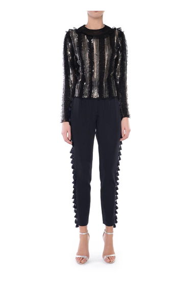 Tori Black Tassel Tailored Trousers