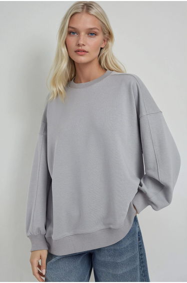 Relaxed Fit Crew Neck Knitted Sweatshirt