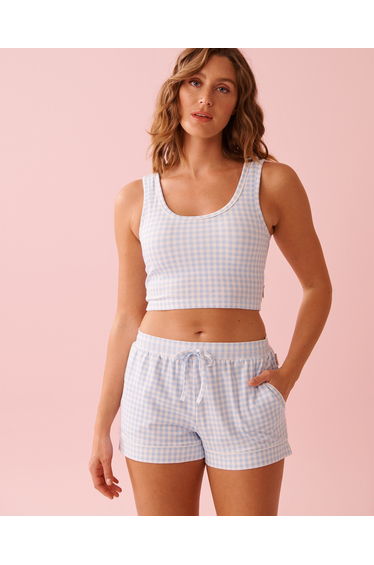 Wide Strap Cotton Crop Cami with Shelf Bra