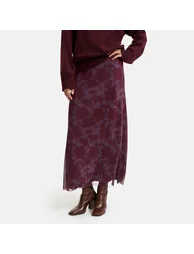 Floral Print Mesh Maxi Skirt - 1