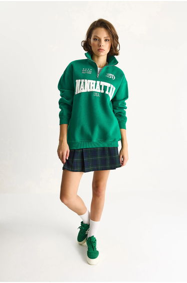 LUCCI Back Printed Long Sleeve Zipper Collar Sweatshirt