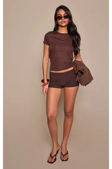 Chocolate Pointelle Hot Pant