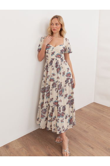 Anaya With Love Recycled Floral Sweetheart Neck Puff Sleeve Dress