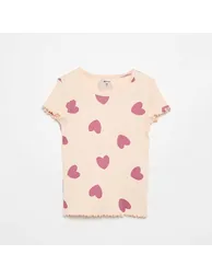 Pointelle Knit T-shirt and Shorts Pajama Set - 2 Pieces PINK - 2