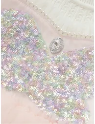 Girls' Colored Ruffled Dress With Sequin - 3