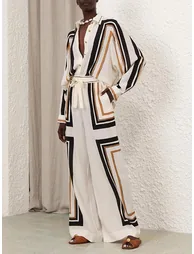 Long Sleeves Loose Plaid Striped Lapel Blouses&Shirts Tops - 7