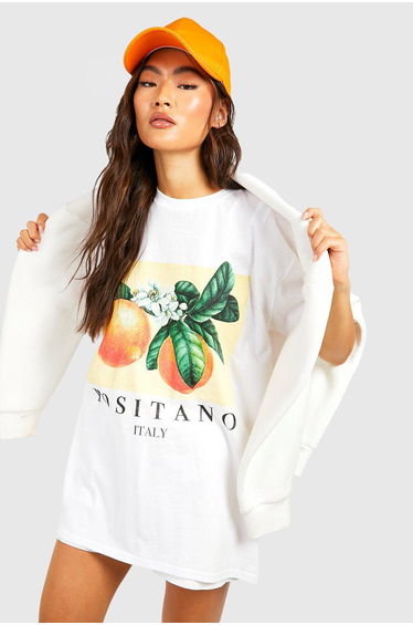 Positano Fruit Oversized T-shirt - white