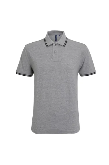 Asquith & Fox Mens Classic Fit Tipped Polo Shirt - Heather Grey/Black