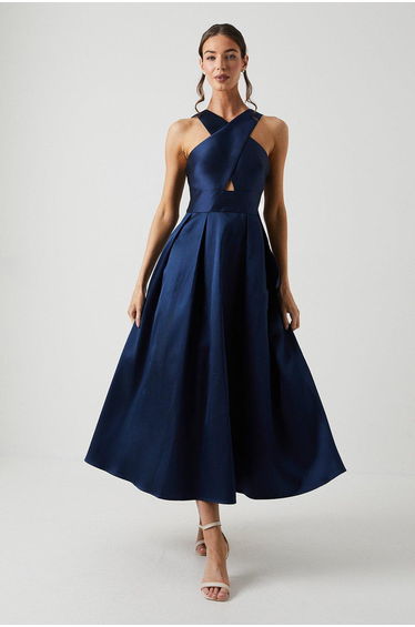 Cross Neck Twill Dress