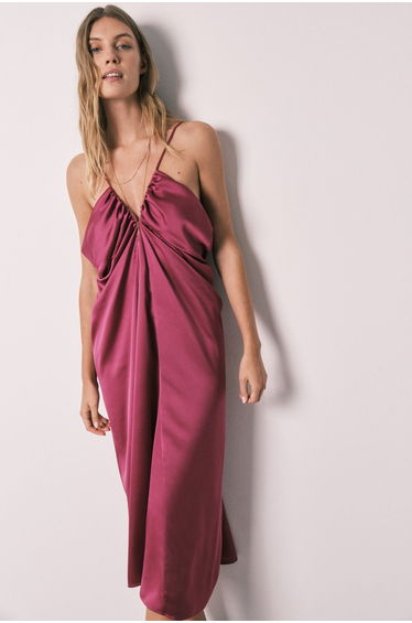 Long nightgown with ruched straps