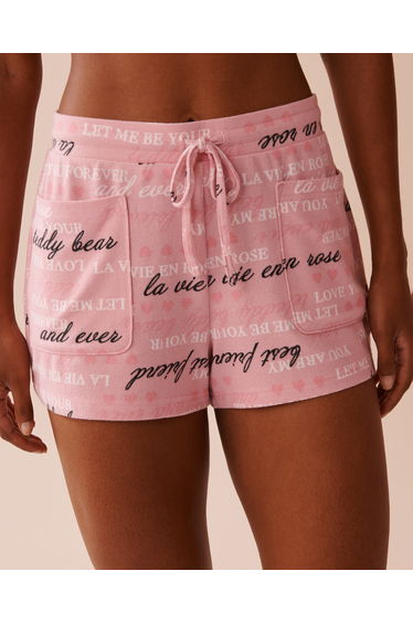 Heart and Letter Print Recycled Fibers Pajama Shorts