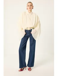 CROSS-OVER TULLE BLOUSE