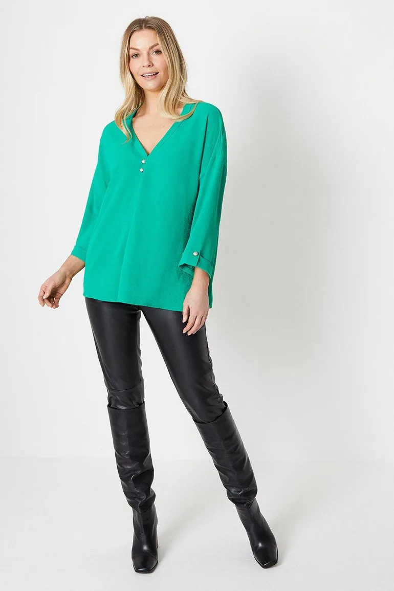 Tall Pearl Button Longline Shirt