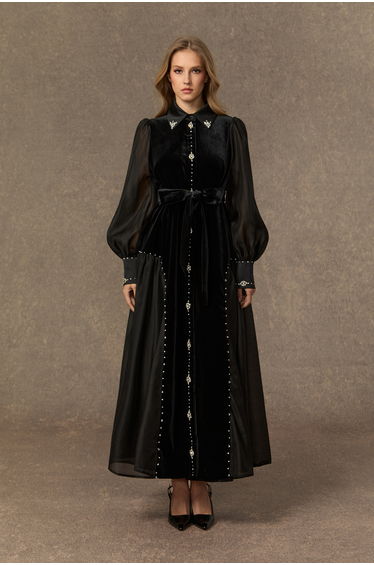 Irresistible Feelings Black Diamante Velvet Boice Maxi Dress