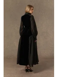 Irresistible Feelings Black Diamante Velvet Boice Maxi Dress - 5