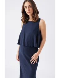 Lena Linen Nursing Dress (Navy) - 3