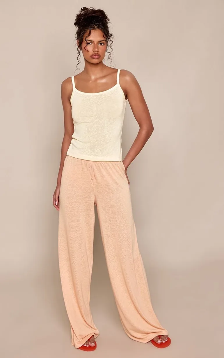Lemon Slub Jersey Strappy Vest Top